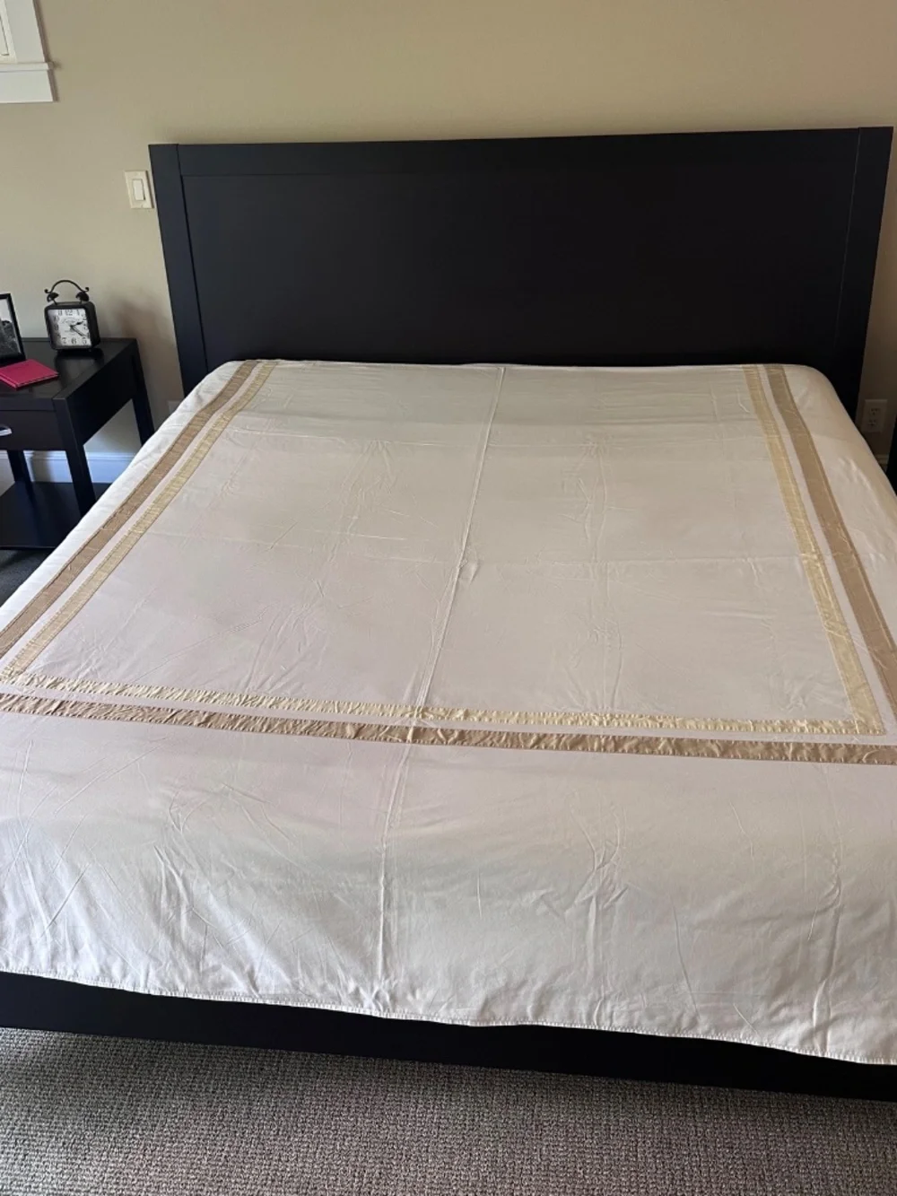 Restoration Hardware Italian Cotton King Duvet Cover-Double-Framed Border